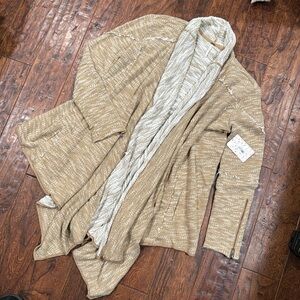 FREE PEOPLE SCARF FRONT OPEN CARDIGAN AMBER/CREAM SZ M NWT
